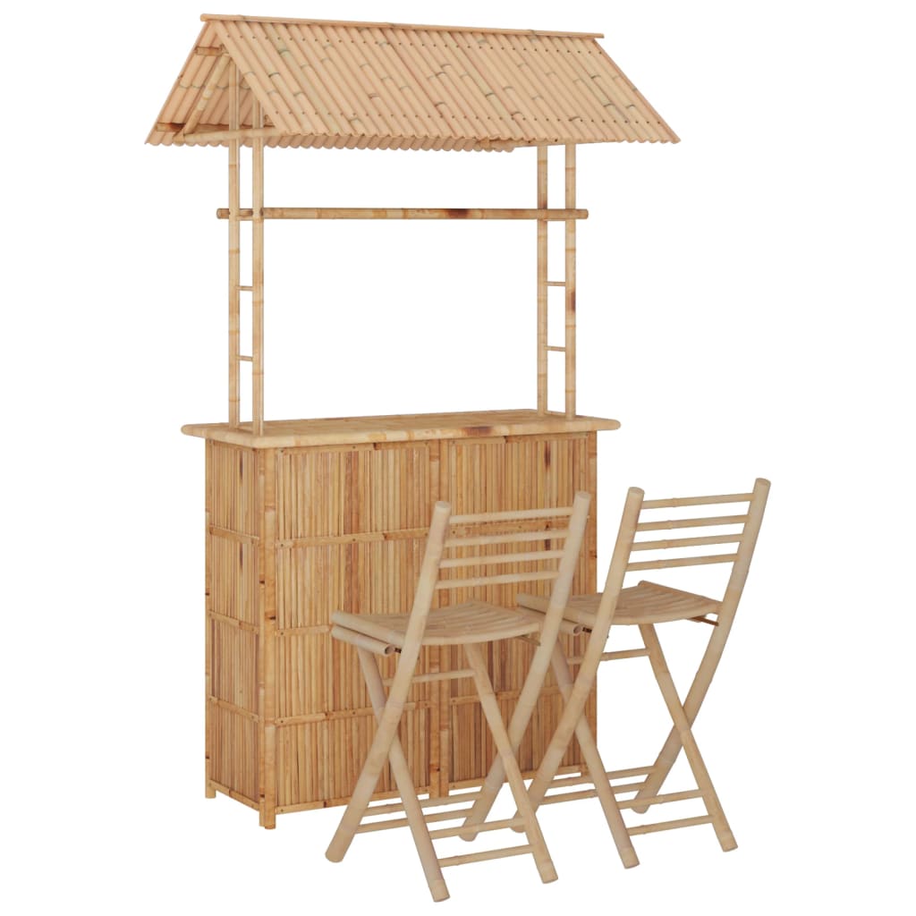 vidaXL 3-tlg. Bar-Set Bambus