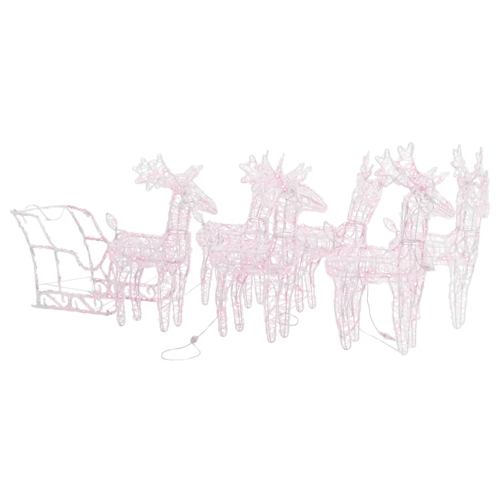 vidaXL Rentiere Schlitten Weihnachtsdekoration 320 LEDs Acryl