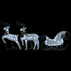 vidaXL Rentier mit Schlitten Weihnachtsdekoration 100LEDs Outdoor Weiß