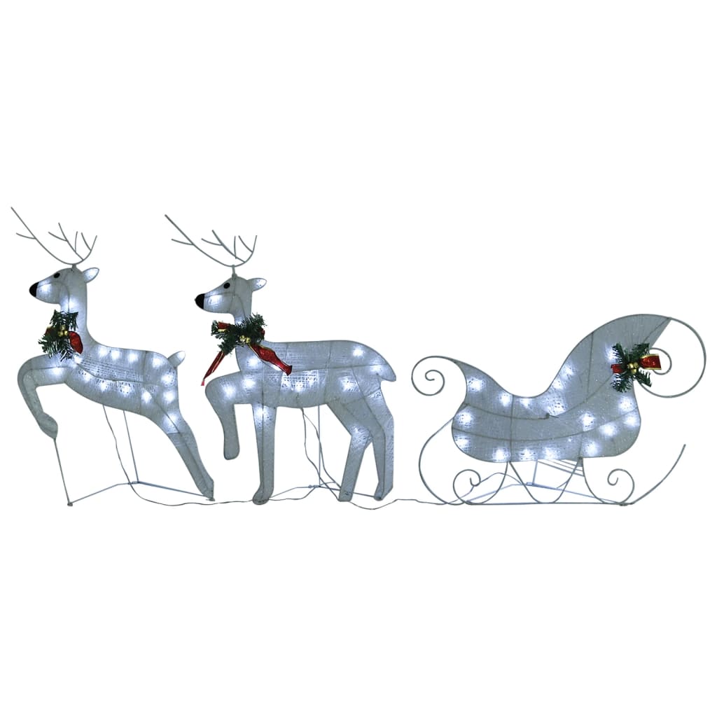 vidaXL Rentier mit Schlitten Weihnachtsdekoration 100LEDs Outdoor Weiß