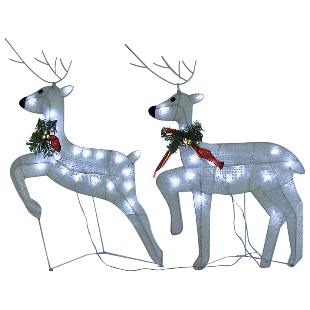 vidaXL Rentier mit Schlitten Weihnachtsdekoration 100LEDs Outdoor Weiß
