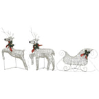 vidaXL Rentier mit Schlitten Weihnachtsdekoration 140 LEDs Golden