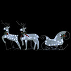 vidaXL Rentier mit Schlitten Weihnachtsdekoration 140LEDs Outdoor Weiß