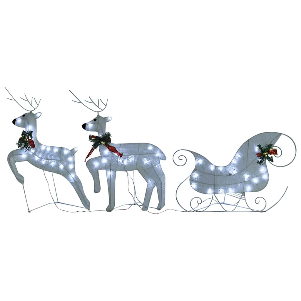 vidaXL Rentier mit Schlitten Weihnachtsdekoration 140LEDs Outdoor Weiß