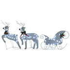 vidaXL Rentier mit Schlitten Weihnachtsdekoration 140LEDs Outdoor Weiß