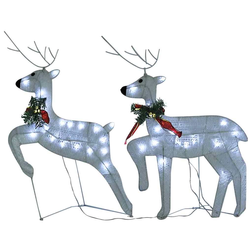 vidaXL Rentier mit Schlitten Weihnachtsdekoration 140LEDs Outdoor Weiß