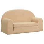 vidaXL 2-Sitzer Kindersofa mit Schlaffunktion Creme Weicher Plüsch