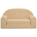 vidaXL 2-Sitzer Kindersofa mit Schlaffunktion Creme Weicher Plüsch