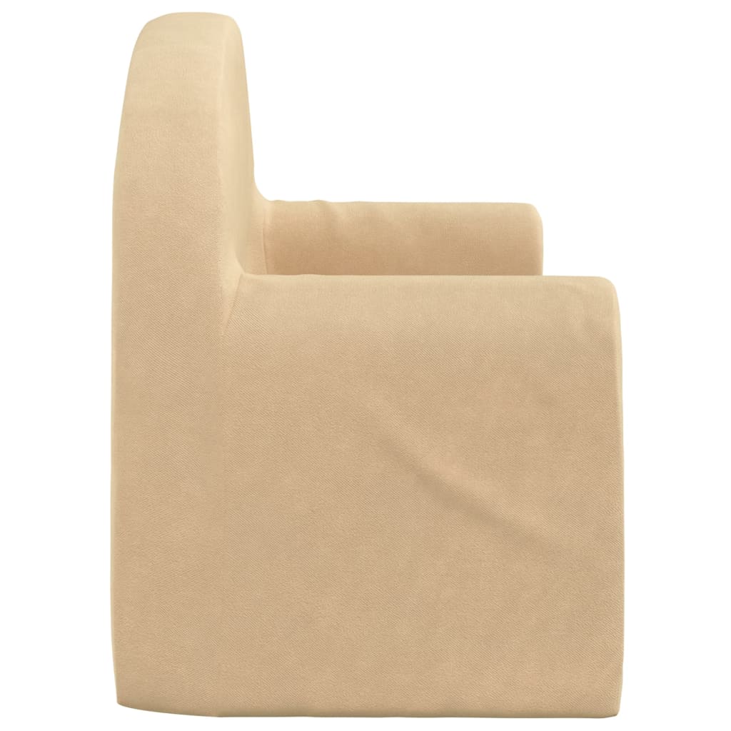 vidaXL 2-Sitzer Kindersofa mit Schlaffunktion Creme Weicher Plüsch