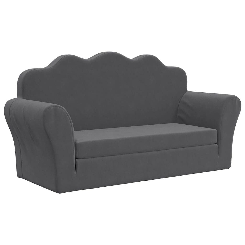 vidaXL 2-Sitzer Schlafsofa für Kinder Anthrazit Weicher Plüsch
