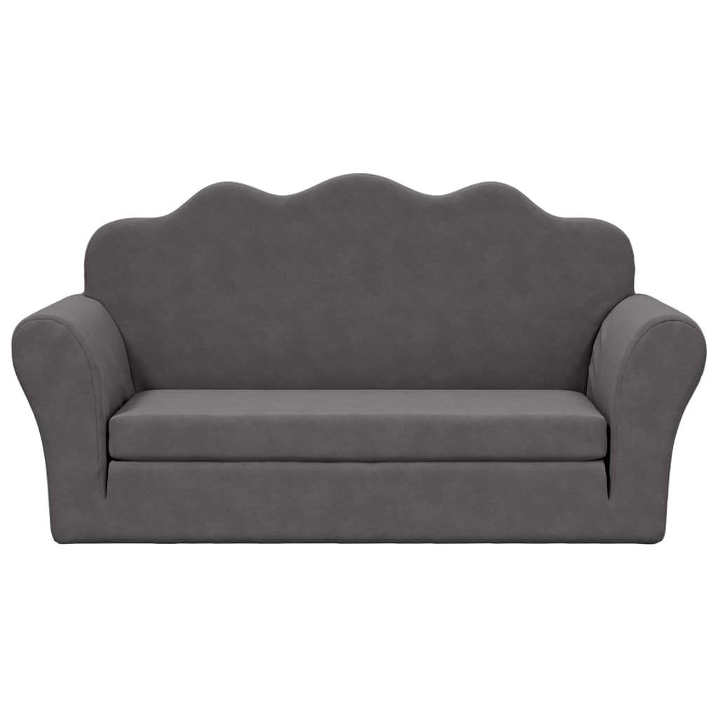 vidaXL 2-Sitzer Schlafsofa für Kinder Anthrazit Weicher Plüsch