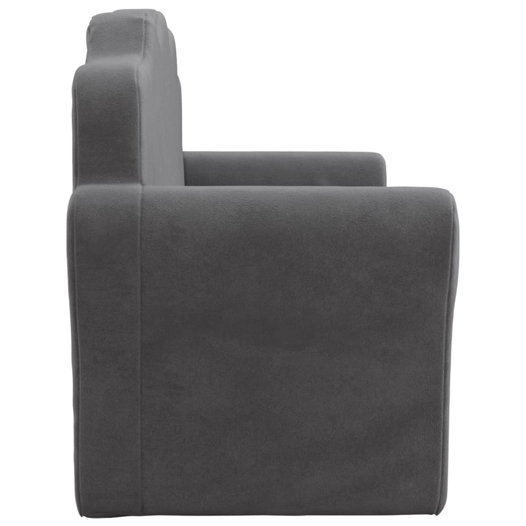 vidaXL 2-Sitzer Schlafsofa für Kinder Anthrazit Weicher Plüsch