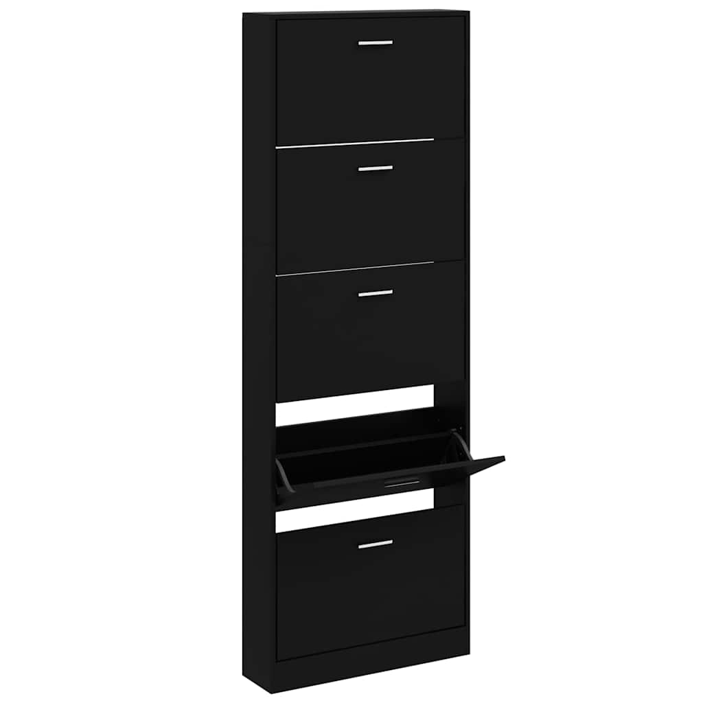 vidaXL Schuhschrank Schwarz 59x17x169 cm Holzwerkstoff