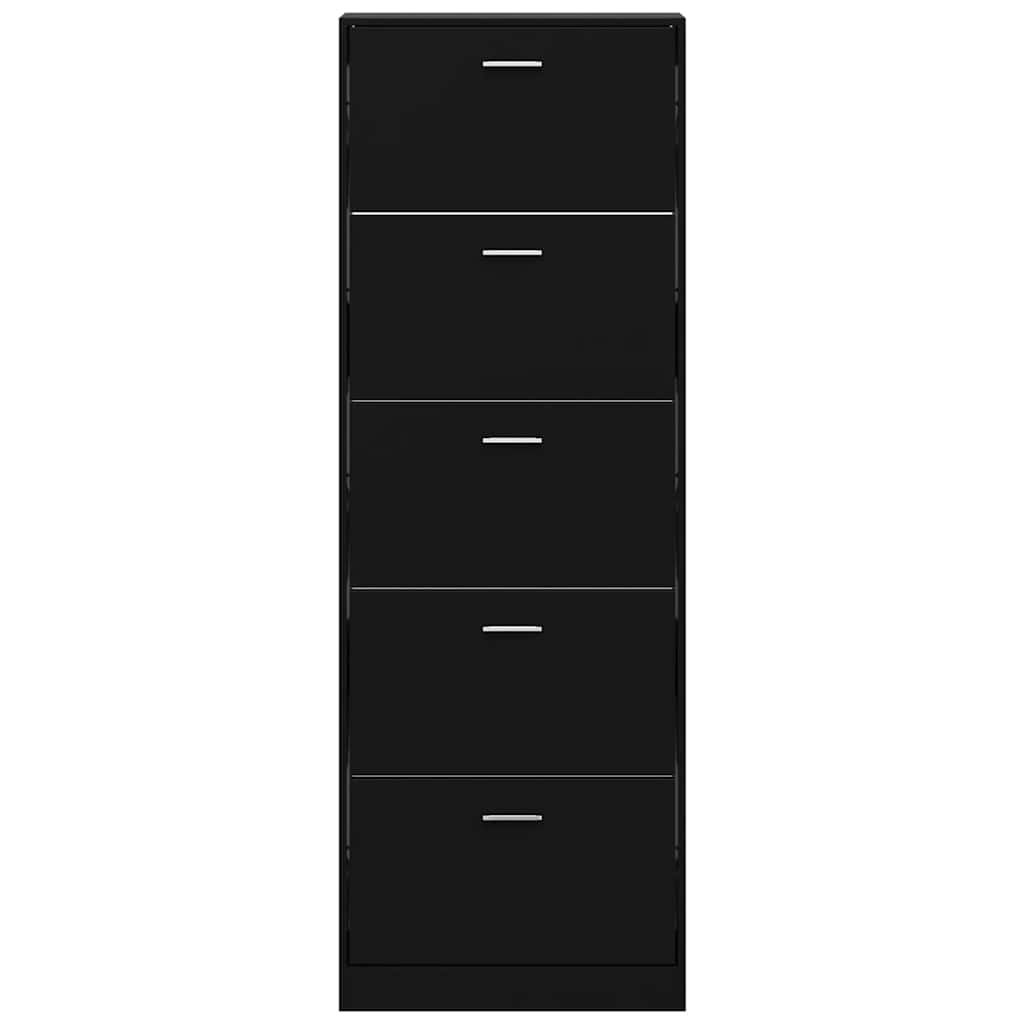 vidaXL Schuhschrank Schwarz 59x17x169 cm Holzwerkstoff