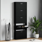 vidaXL Schuhschrank Schwarz 59x17x169 cm Holzwerkstoff