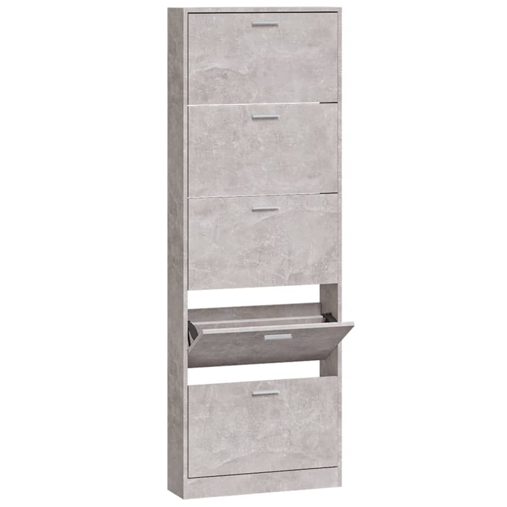 vidaXL Schuhschrank Betongrau 59x17x169 cm Holzwerkstoff