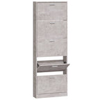 vidaXL Schuhschrank Betongrau 59x17x169 cm Holzwerkstoff