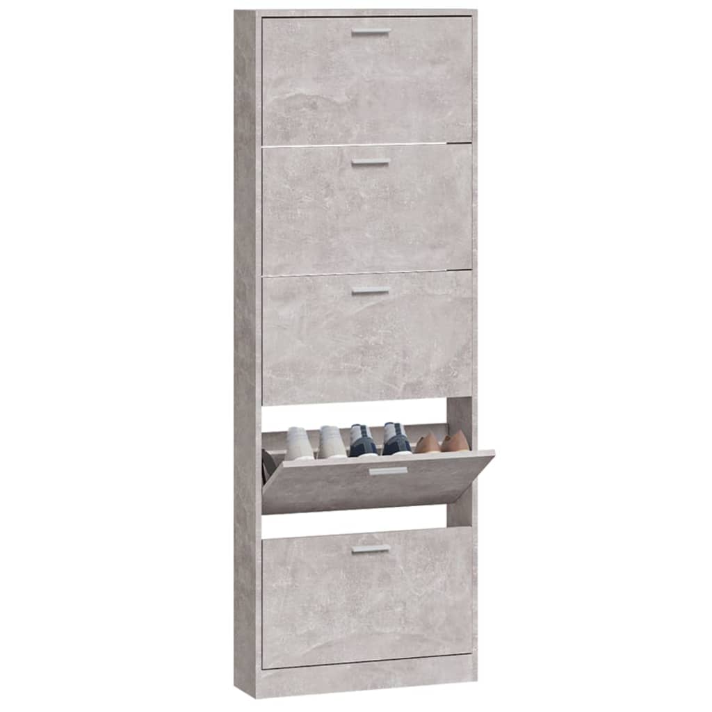 vidaXL Schuhschrank Betongrau 59x17x169 cm Holzwerkstoff