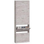 vidaXL Schuhschrank Betongrau 59x17x169 cm Holzwerkstoff