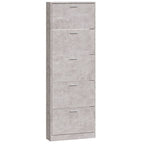 vidaXL Schuhschrank Betongrau 59x17x169 cm Holzwerkstoff