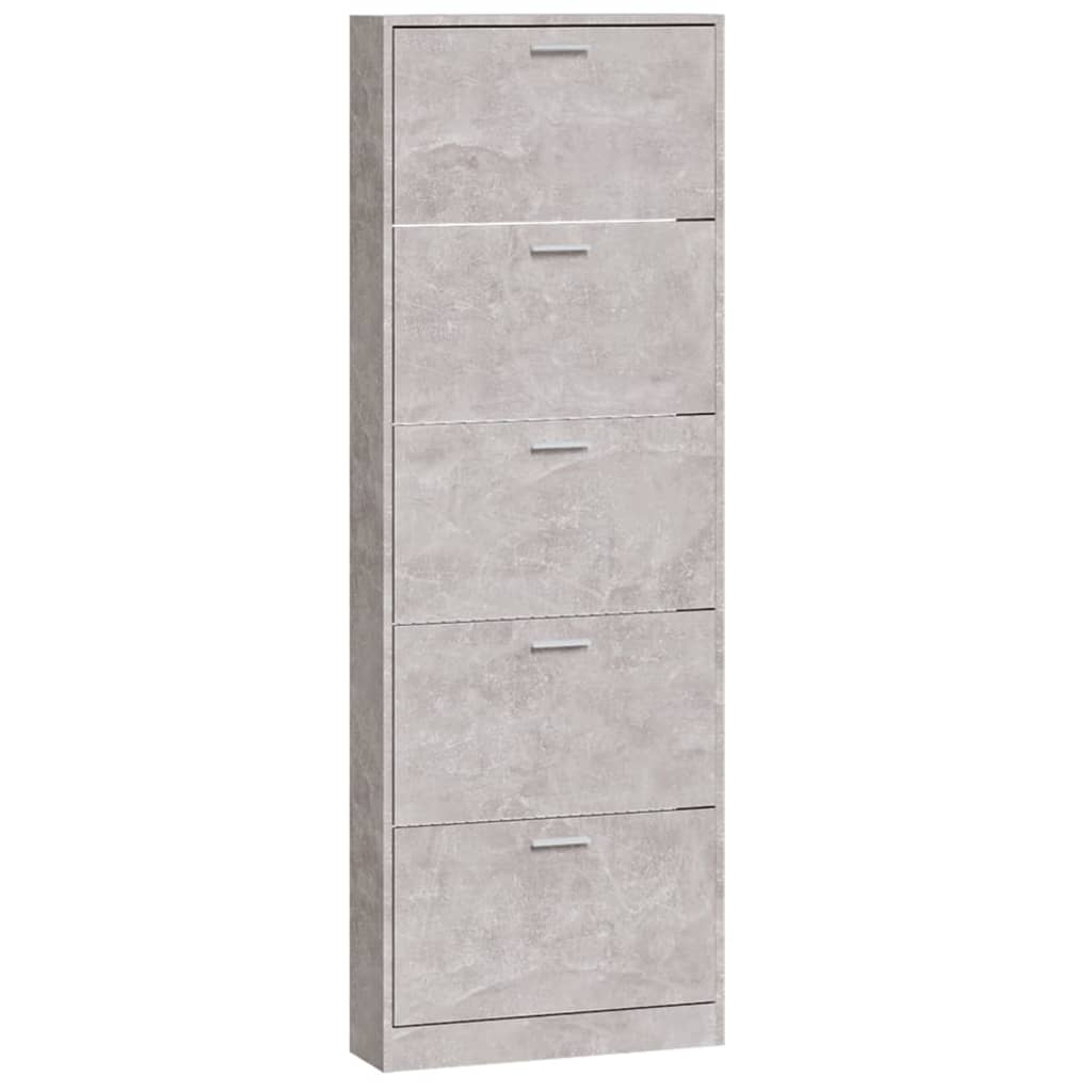 vidaXL Schuhschrank Betongrau 59x17x169 cm Holzwerkstoff