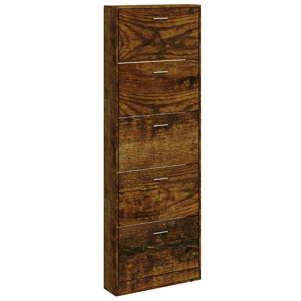 vidaXL Schuhschrank Räuchereiche 59x17x169 cm Holzwerkstoff