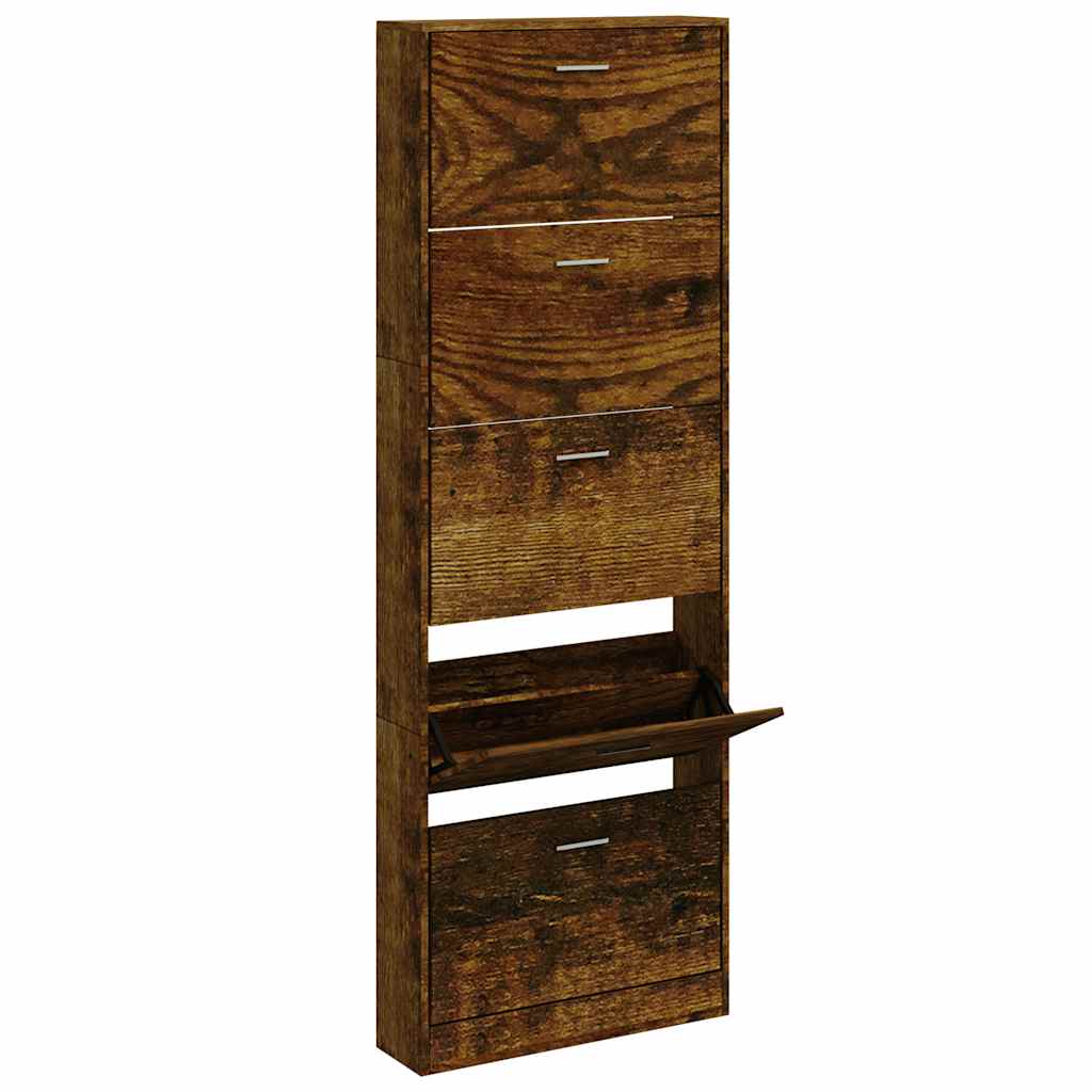 vidaXL Schuhschrank Räuchereiche 59x17x169 cm Holzwerkstoff