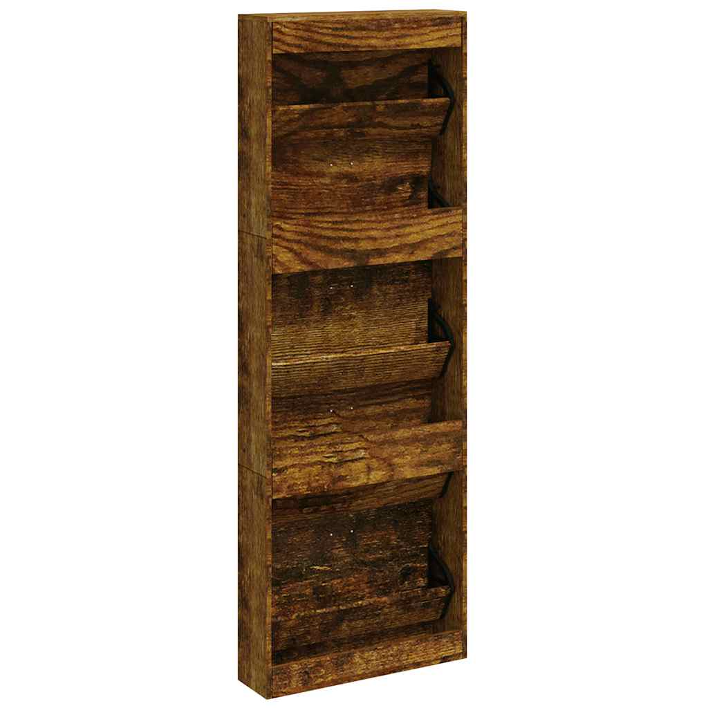 vidaXL Schuhschrank Räuchereiche 59x17x169 cm Holzwerkstoff