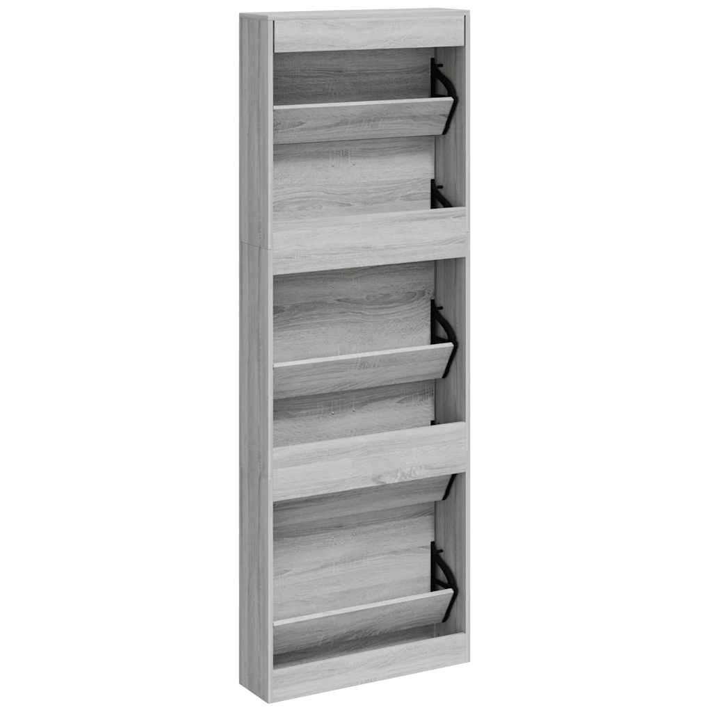 vidaXL Schuhschrank Grau Sonoma 59x17x169 cm Holzwerkstoff