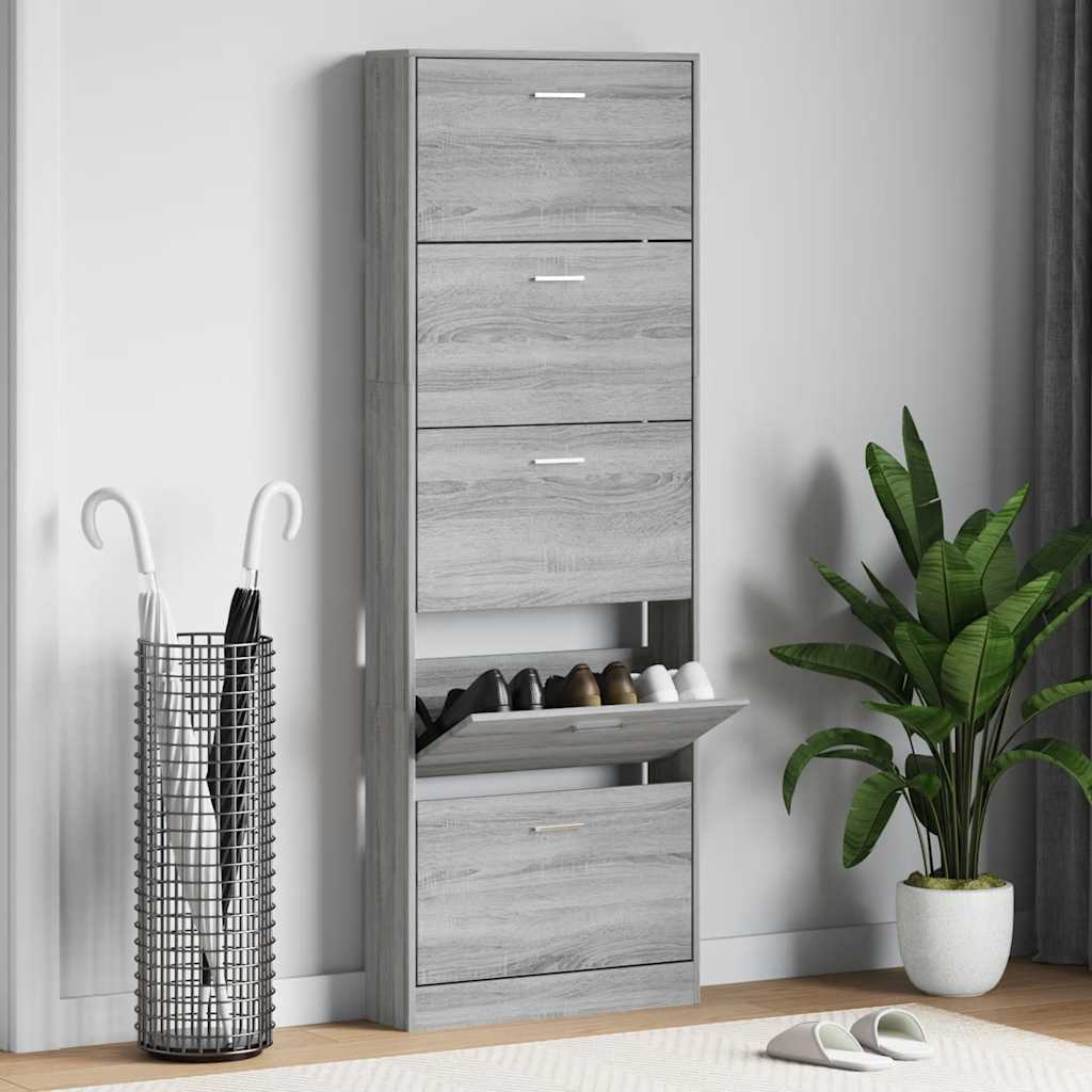 vidaXL Schuhschrank Grau Sonoma 59x17x169 cm Holzwerkstoff