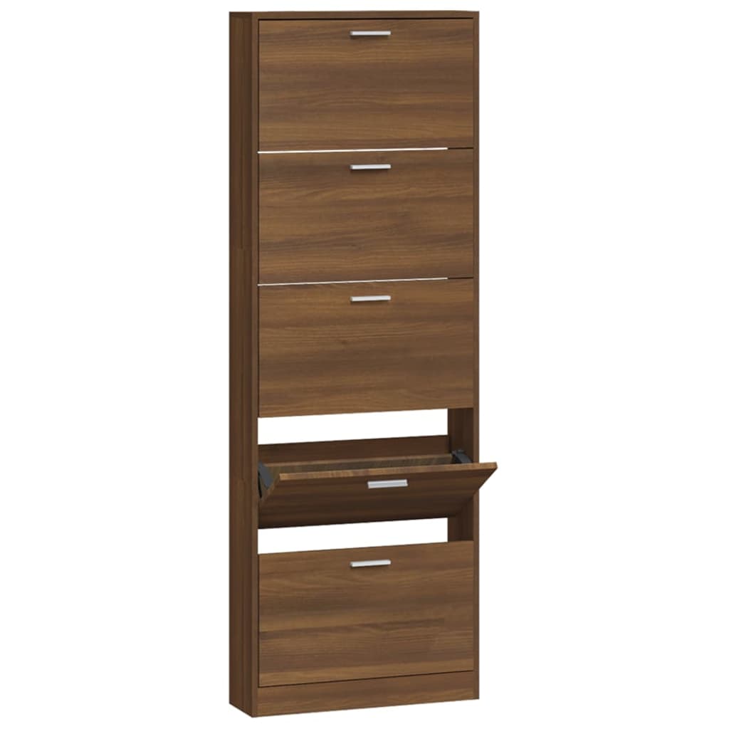 vidaXL Schuhschrank Braun Eichen-Optik 59x17x169 cm Holzwerkstoff