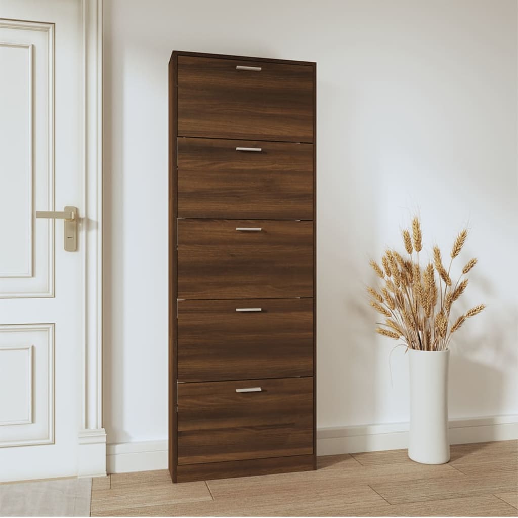 vidaXL Schuhschrank Braun Eichen-Optik 59x17x169 cm Holzwerkstoff