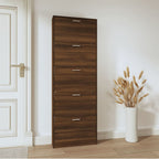 vidaXL Schuhschrank Braun Eichen-Optik 59x17x169 cm Holzwerkstoff