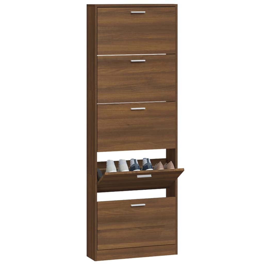 vidaXL Schuhschrank Braun Eichen-Optik 59x17x169 cm Holzwerkstoff