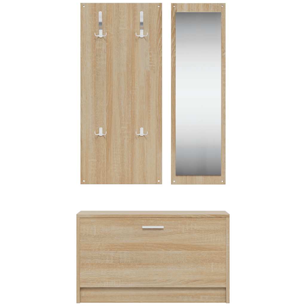vidaXL 3-in-1 Schuhschrank-Set Sonoma-Eiche Holzwerkstoff
