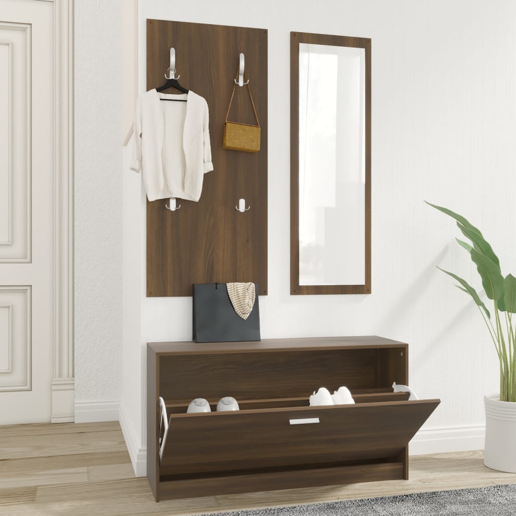 vidaXL 3-tlg. Flurmöbel-Set Braun Eichen-Optik Holzwerkstoff