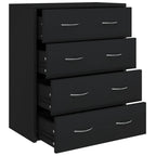 vidaXL Kommode mit 4 Schubladen 60×30,5×71 cm Schwarz