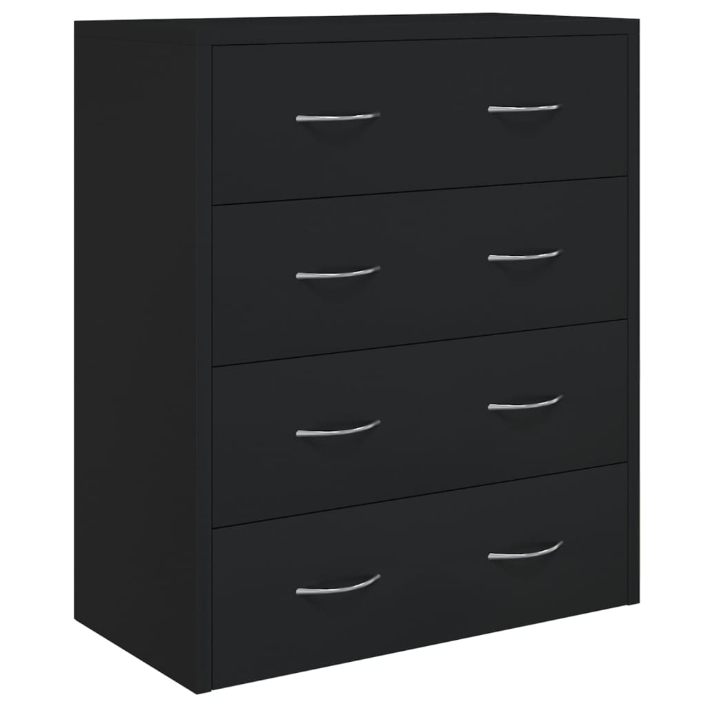vidaXL Kommode mit 4 Schubladen 60×30,5×71 cm Schwarz