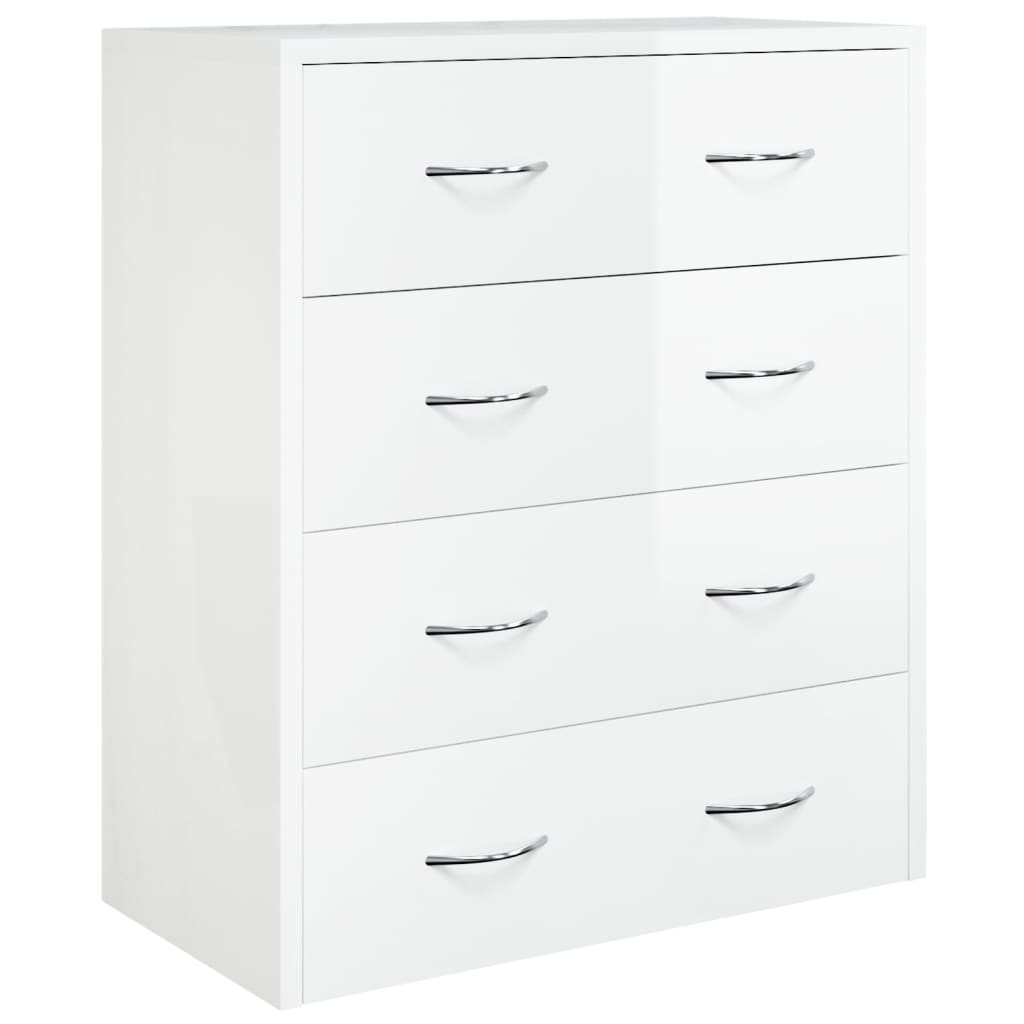 vidaXL Kommode mit 4 Schubladen 60x30,5x71 cm Hochglanz-Weiß