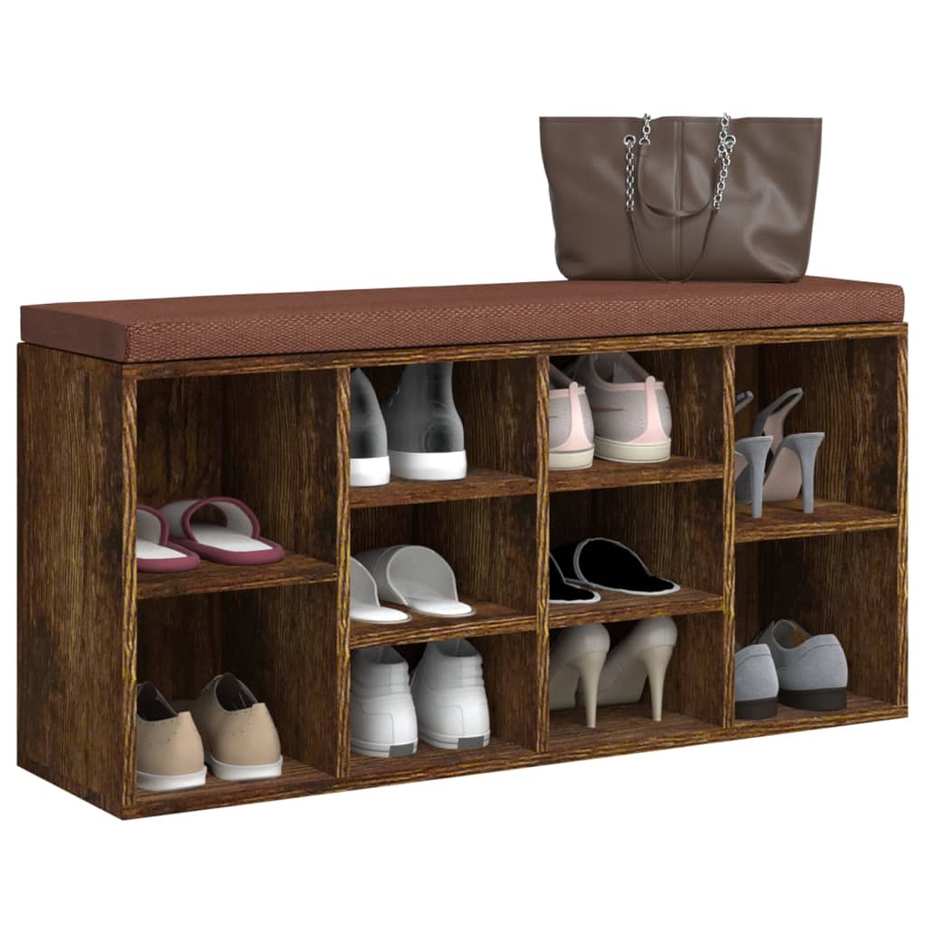 vidaXL Schuhbank Räuchereiche 103x30x48 cm Holzwerkstoff