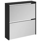 vidaXL Schuhschrank mit Spiegel 2 Fächer Schwarz 63x17x67 cm
