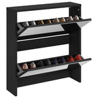 vidaXL Schuhschrank mit Spiegel 2 Fächer Schwarz 63x17x67 cm