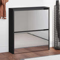vidaXL Schuhschrank mit Spiegel 2 Fächer Schwarz 63x17x67 cm