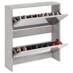 vidaXL Schuhschrank mit Spiegel 2 Fächer Betongrau 63x17x67 cm