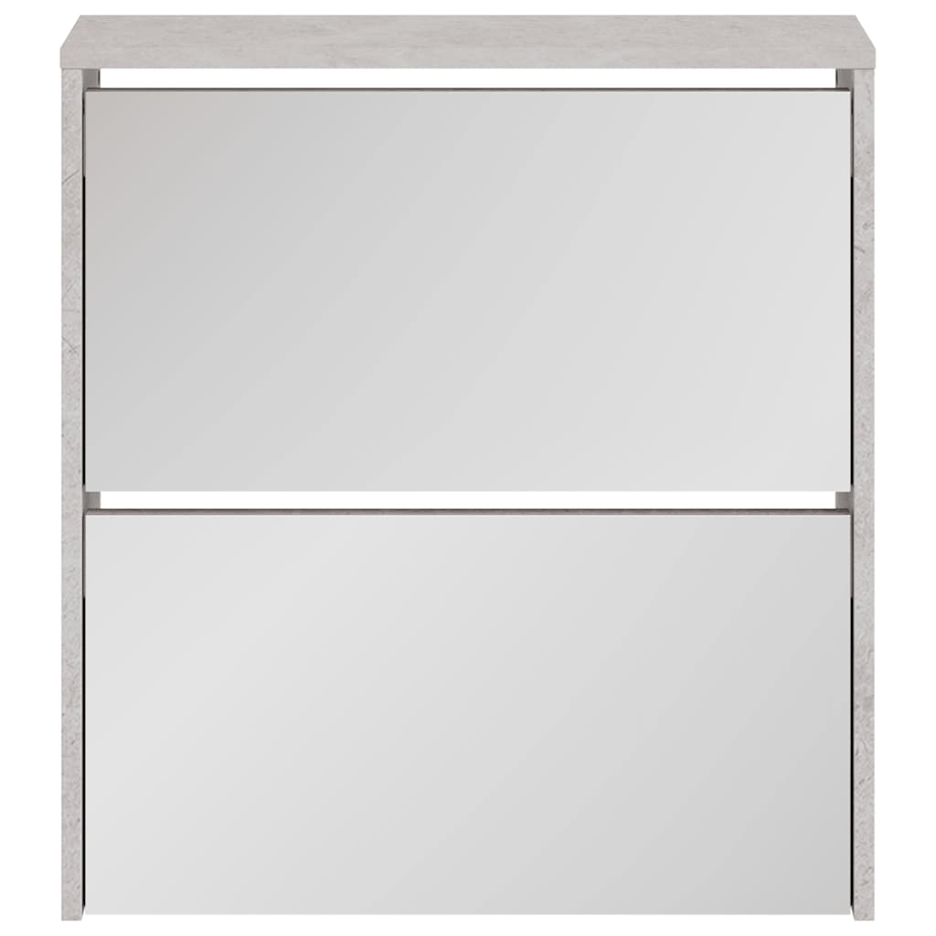 vidaXL Schuhschrank mit Spiegel 2 Fächer Betongrau 63x17x67 cm
