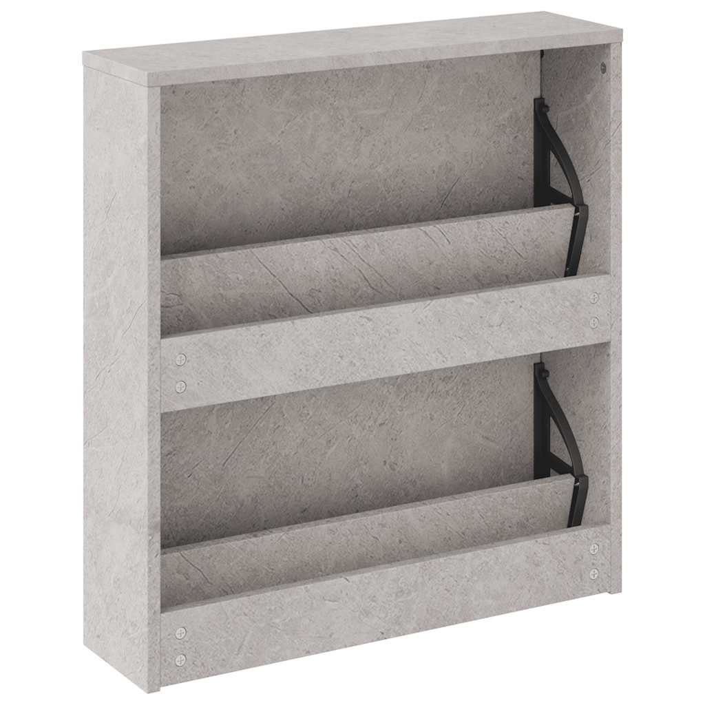 vidaXL Schuhschrank mit Spiegel 2 Fächer Betongrau 63x17x67 cm