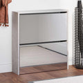 vidaXL Schuhschrank mit Spiegel 2 Fächer Betongrau 63x17x67 cm