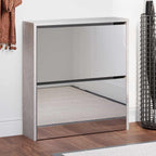 vidaXL Schuhschrank mit Spiegel 2 Fächer Betongrau 63x17x67 cm