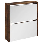 vidaXL Schuhschrank mit Spiegel 2 Fächer Räuchereiche 63x17x67 cm
