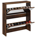 vidaXL Schuhschrank mit Spiegel 2 Fächer Räuchereiche 63x17x67 cm